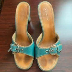 Coach Teal Low Heel Size 8.5 Sandals